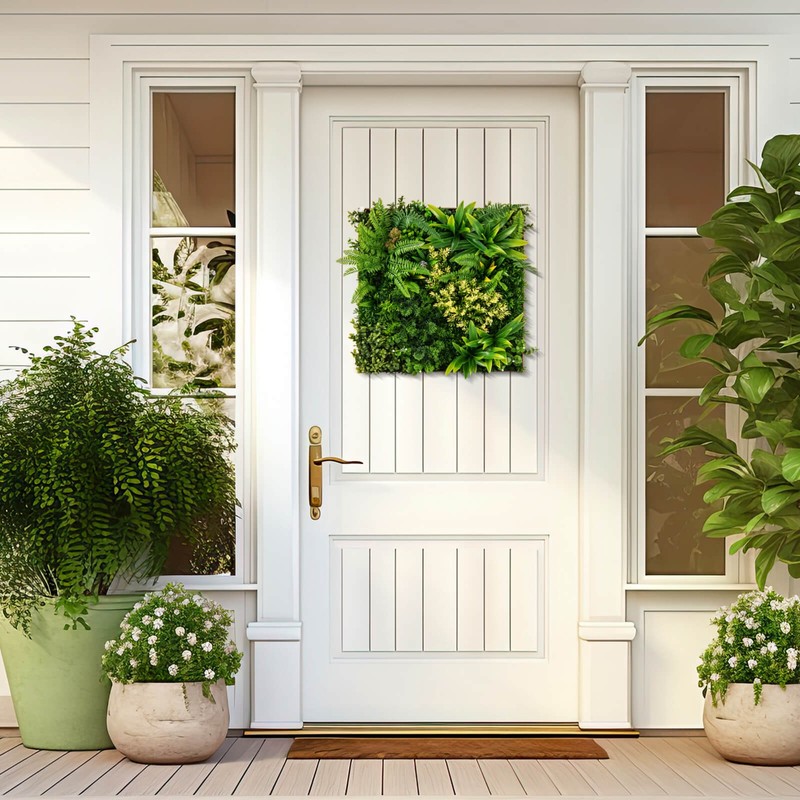 2 Pack Artificial Square Framed Foliage Wall Art w/11 Types of Mixed Faux Plants gallery