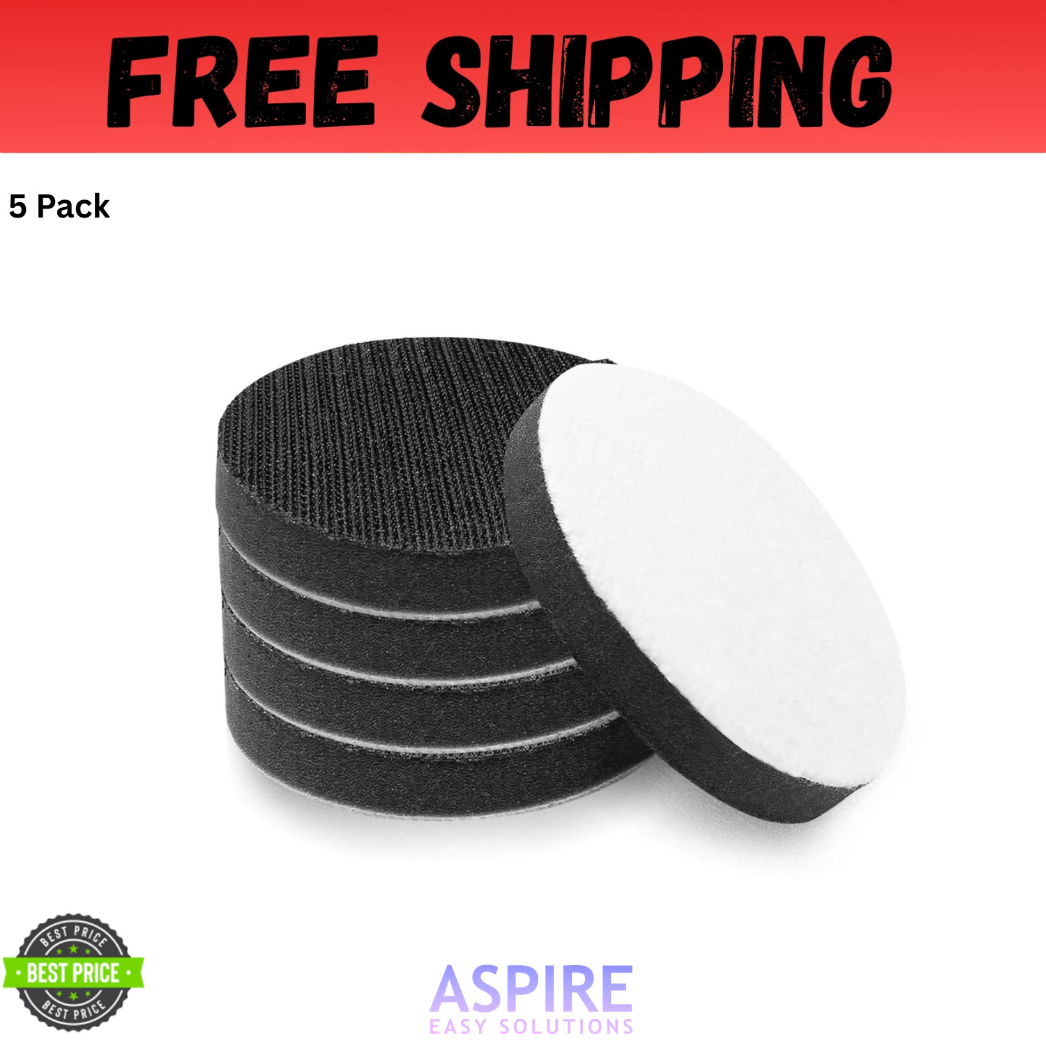 3 Inch (75mm) Hook and Loop Soft Foam Buffering Pad for 3" Sanding Pad, 5 Pack gallery
