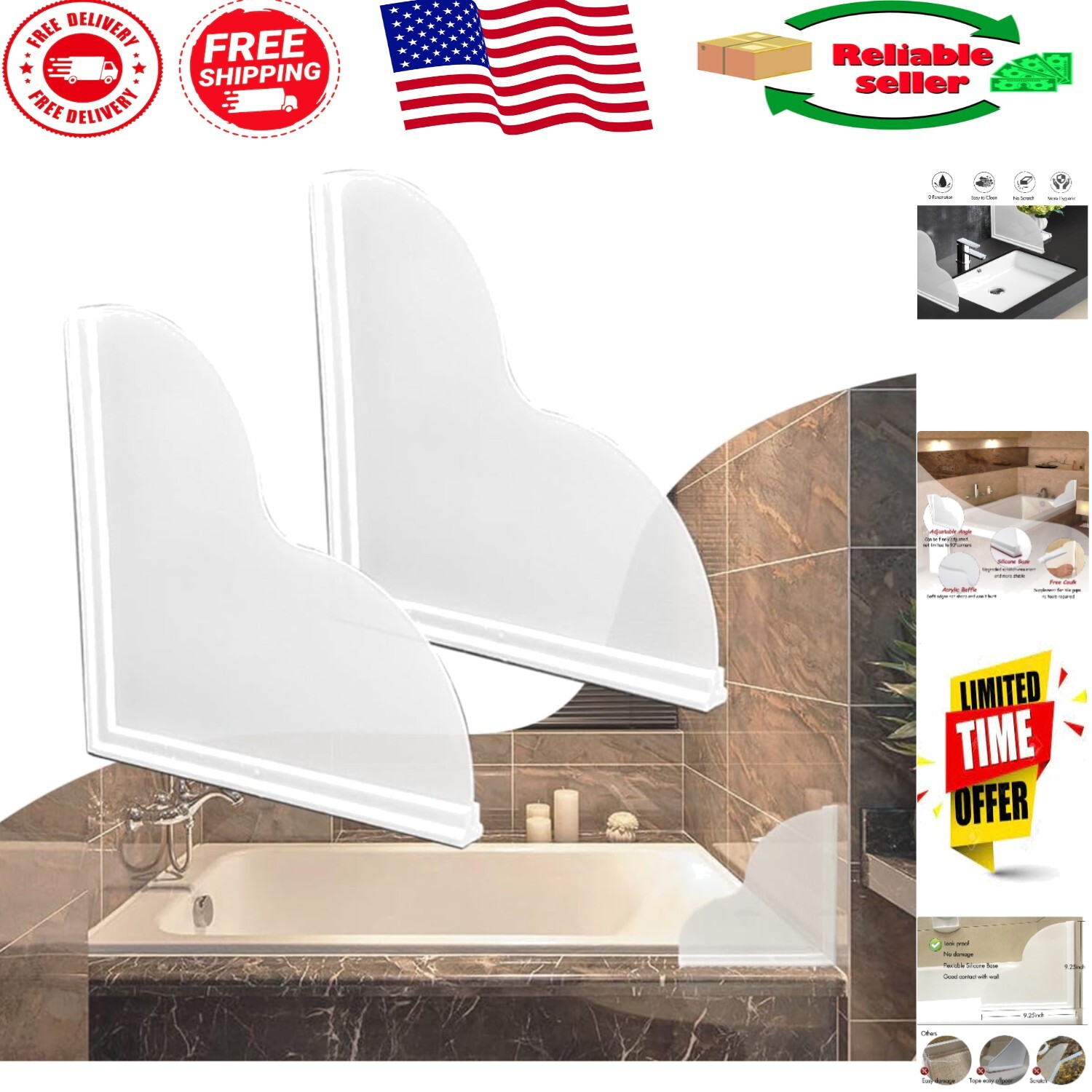 Durable Shower Splash Guard Kit for Bathtub - Waterproof and Scratch-Resistant gallery