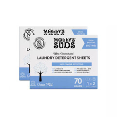 Molly’s Suds Laundry Detergent Sheets, Ocean Mist 70 loads (Pack of 2)