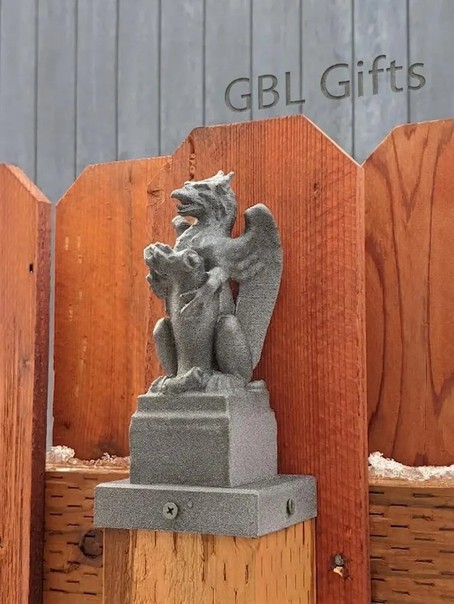 Gargoyle Fence Post Topper 4x4 PVC Vinyl or Wood - Garden Gargoyal Statue gallery