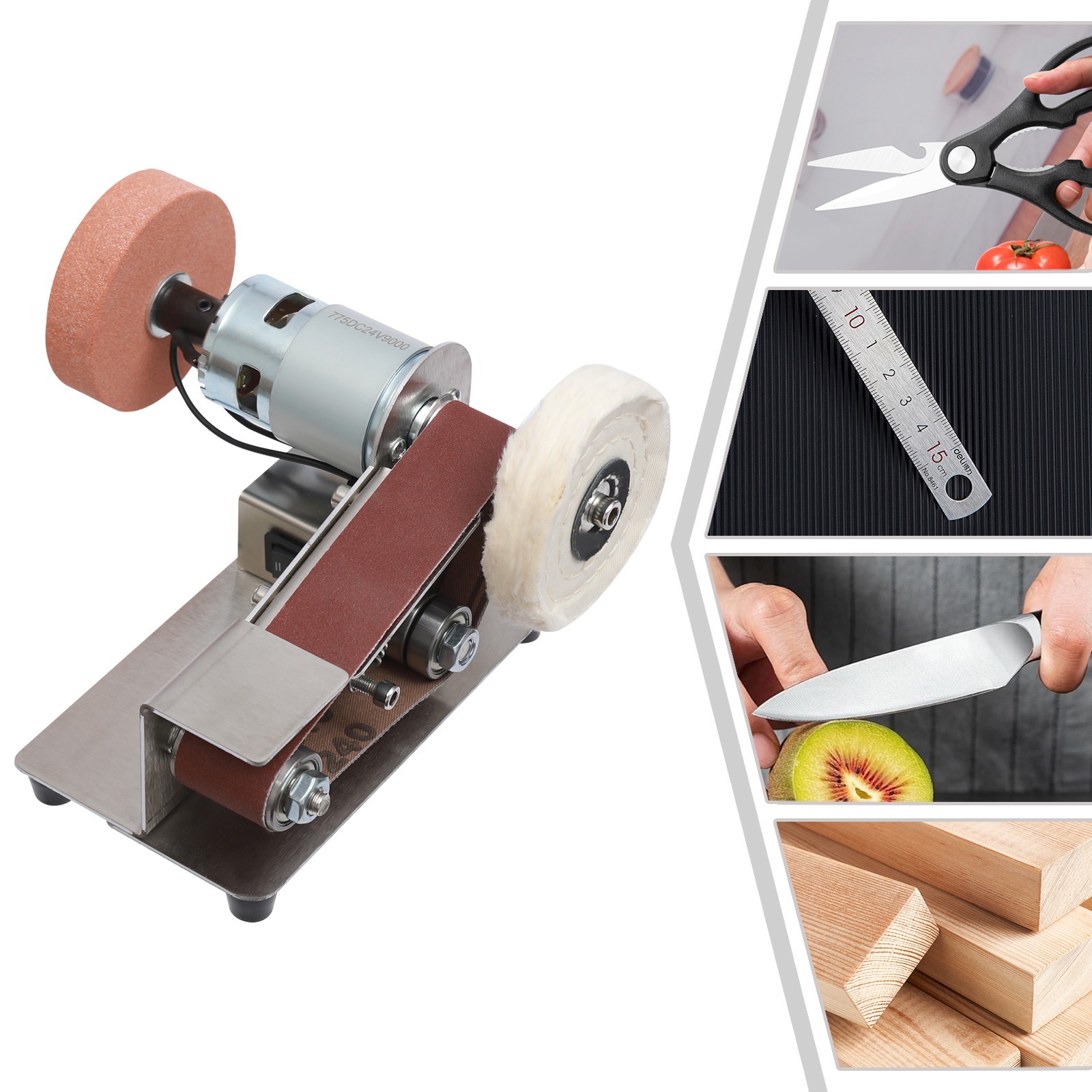 Electric Small Belt Sander&7-Stage Adjustable Polisher with 20pcs Belt 9000r/min gallery