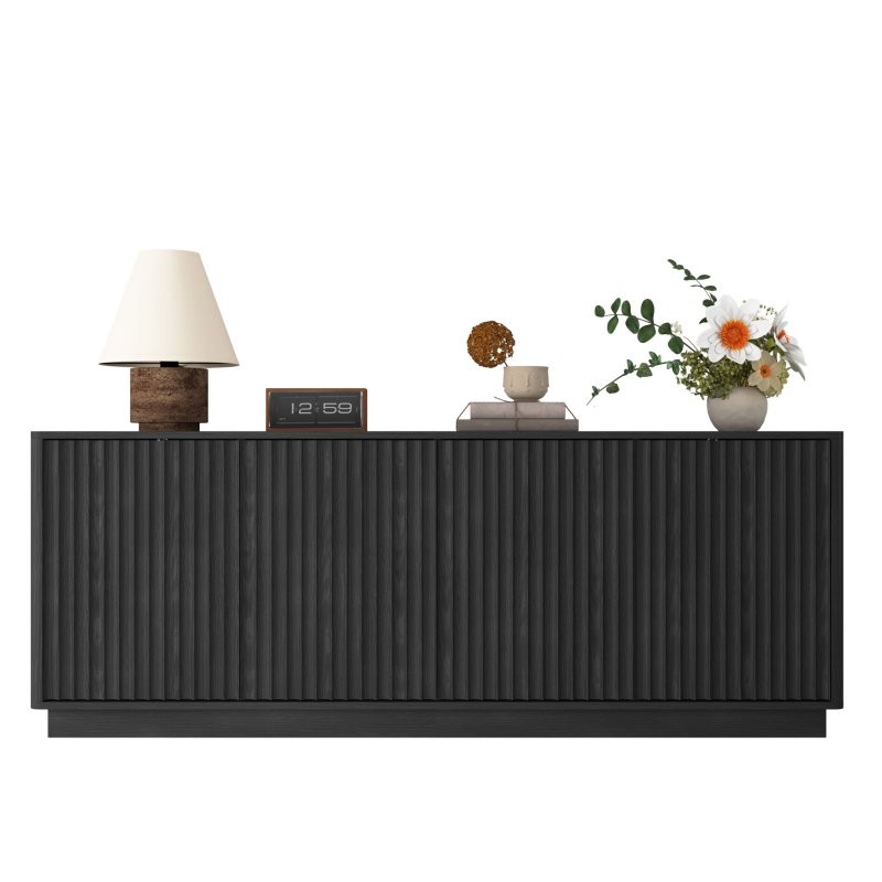 63'' Fluted Sideboard Buffet Cabinet TV Stand Console Table with Storage 4 Doors gallery