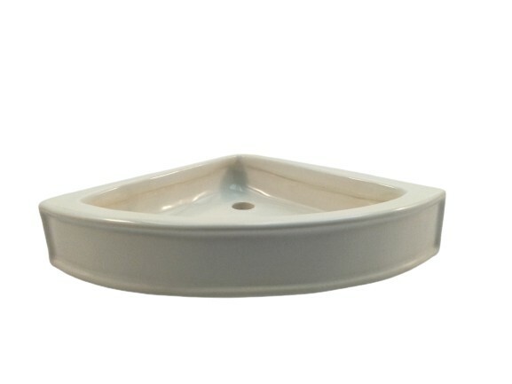 8" Flat back Ceramic Corner Shelf/Basket w/4 drain holes. Easy installation. USA