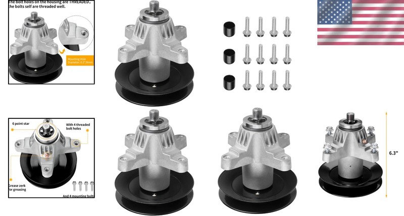 MTD Compatible 618-04126 Mower Spindles - 3 Pack with Mounting Kit gallery