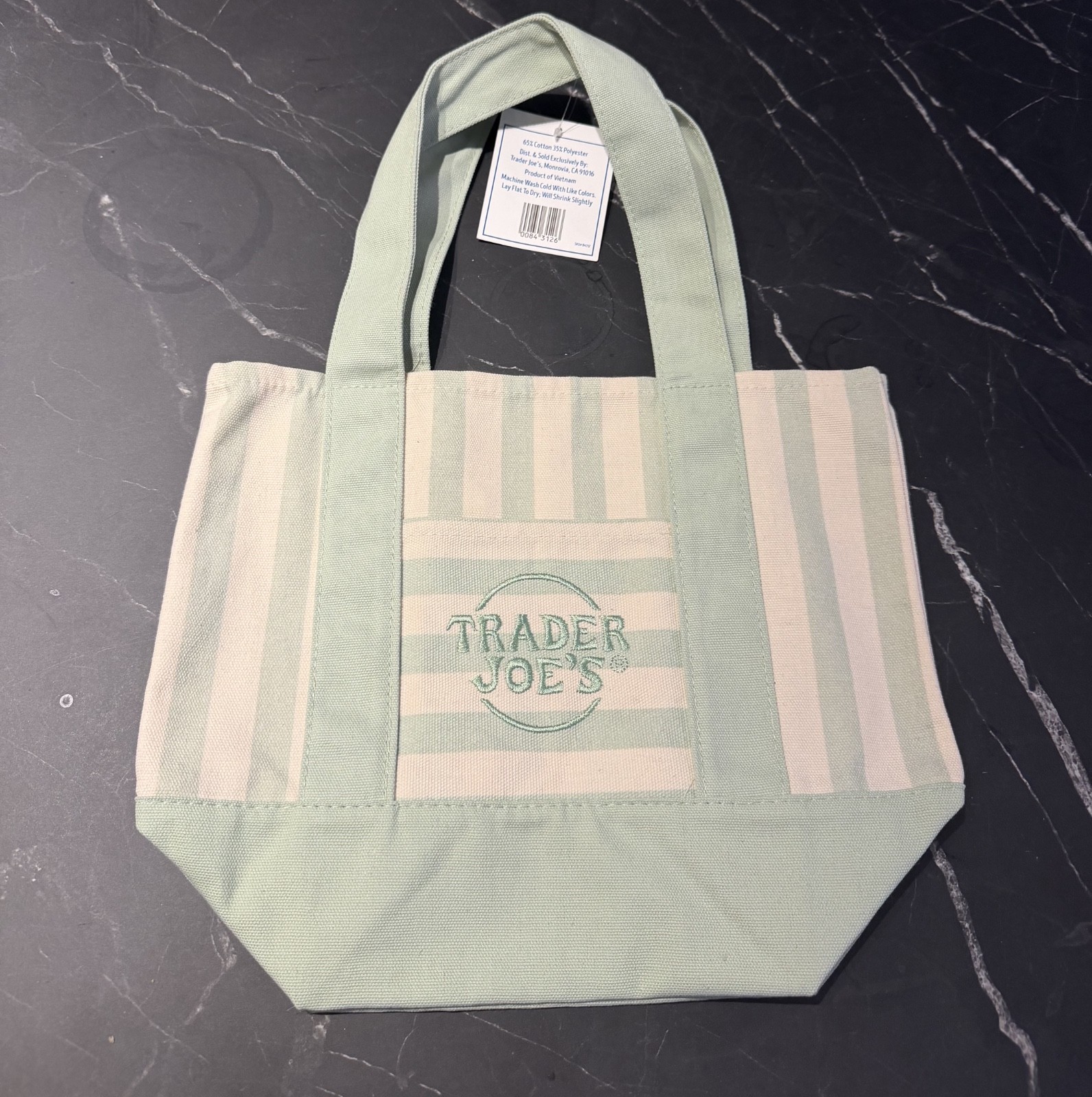 Trader Joe’s 2026 Striped Mini Pastel Canvas Tote Bags Green gallery