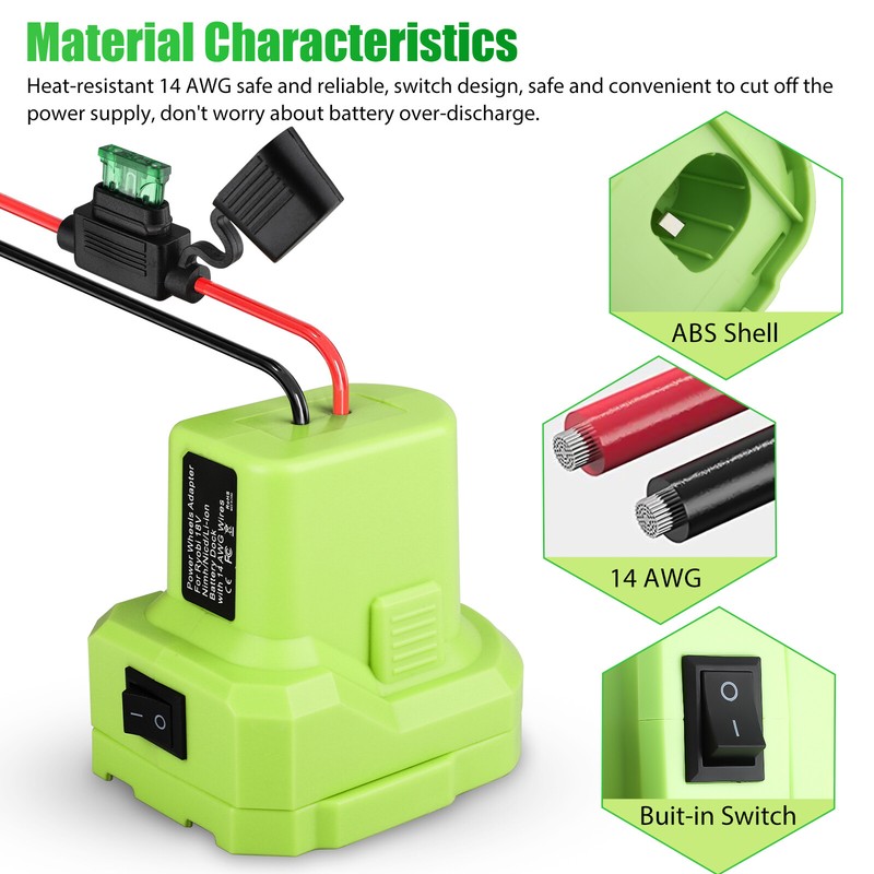 Battery Adapter DIY Power Wheels Converter W/Fuse Holder for Ryobi 18V 14 Gauge gallery