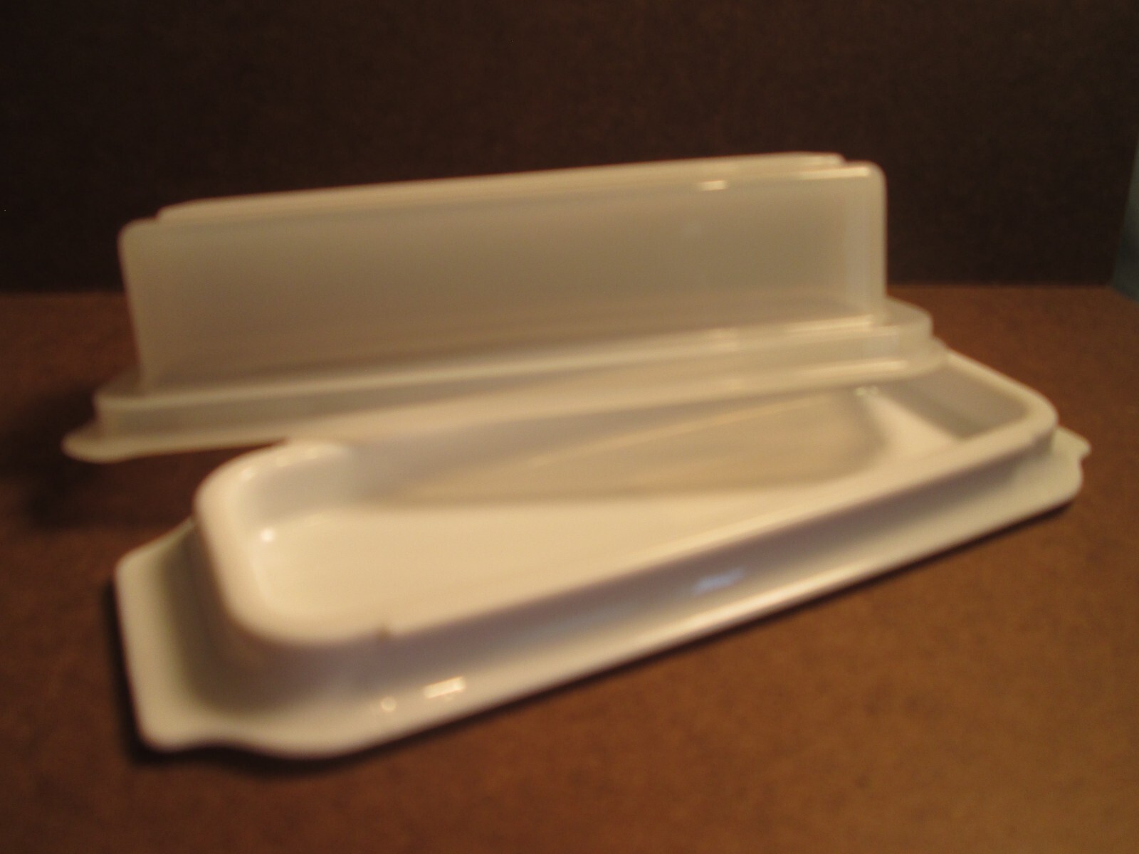 White Butter Dish Single Stick Butter Keeper with clear air tight Lid Plastic gallery
