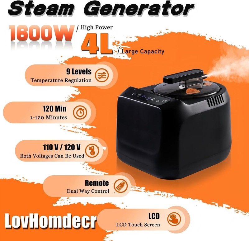 Upgraded Sauna Steamer Machine with 9 Levels, 120 MIN Timer gallery
