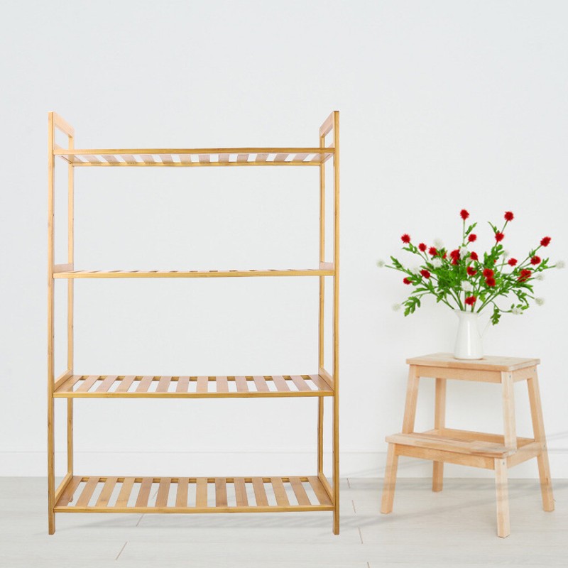 Adjustable Bathroom Kitchen Storage Bamboo 4 Shelves Floor Height Flower Stand gallery
