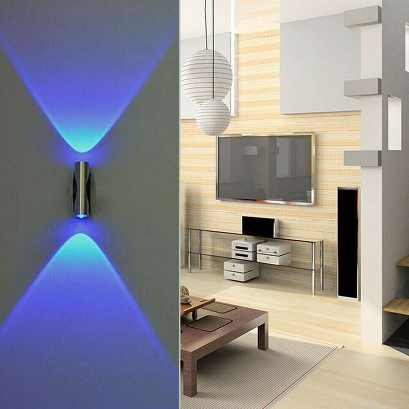 2x Double-headed LED Wall Lamp Sconce Bar Ceiling Light Blue Wall Party Decor gallery