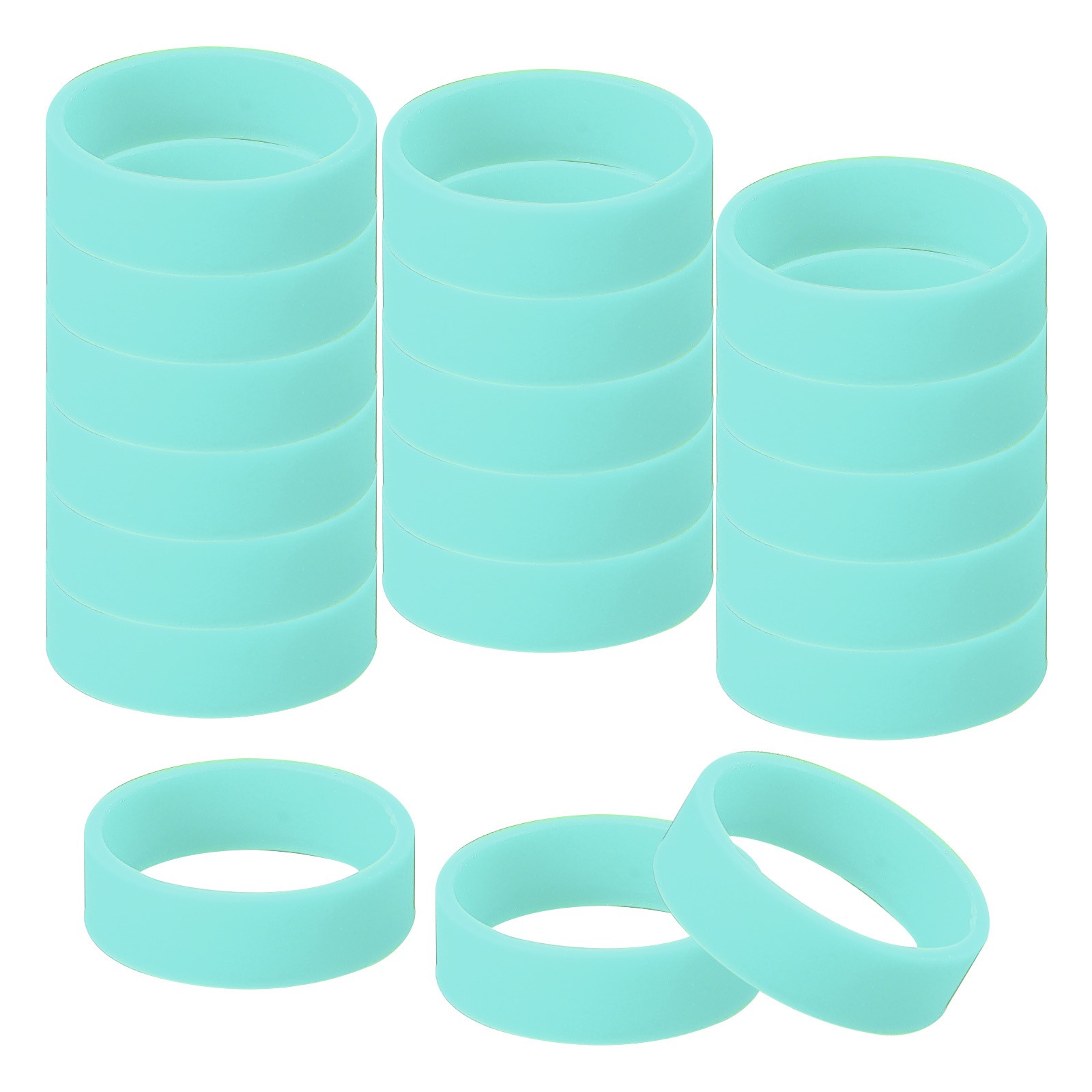 30Pcs 0.8 x 0.28 Inch Tiny Silicone Wide Rubber Bands Rings, Luminous Green gallery