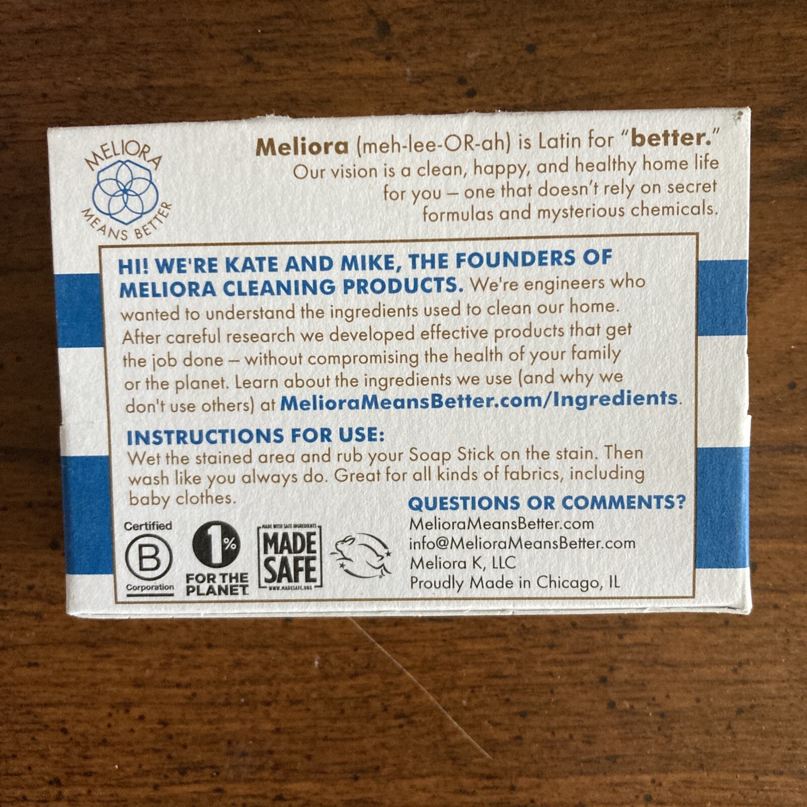 MELIORA LAUNDRY STAIN REMOVAL SOAP STICK 1.7oz gallery