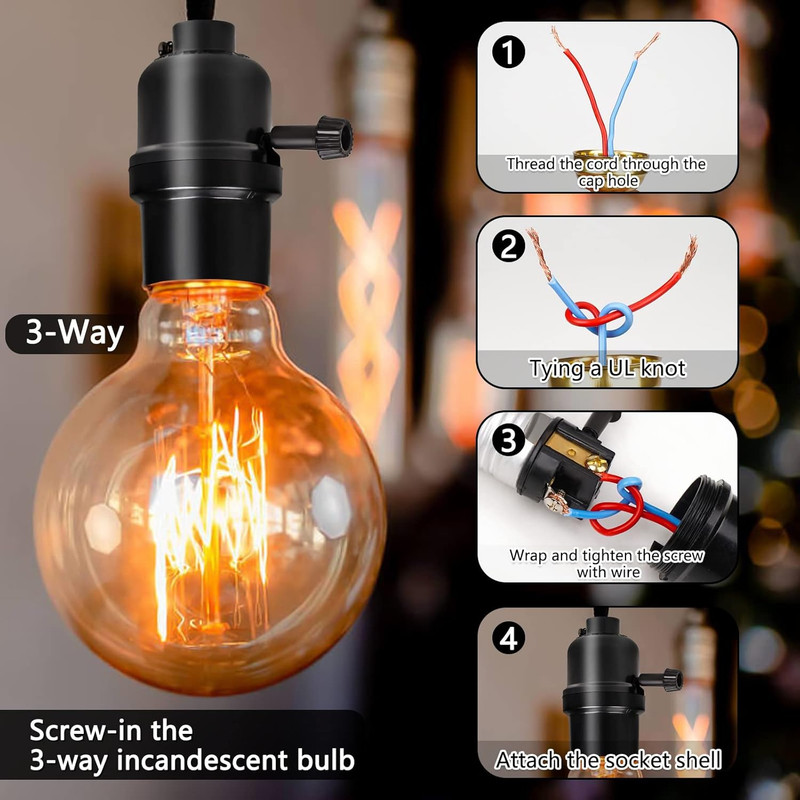 3-Way Lamp Socket Replacement,E26 Base UL Listed, Turn Knob gallery