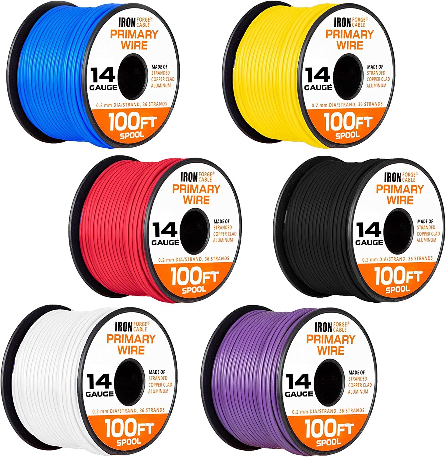 14 Gauge Primary Wire - 6 Roll Assortment Pack - 100 Ft of Copper Clad Aluminum gallery