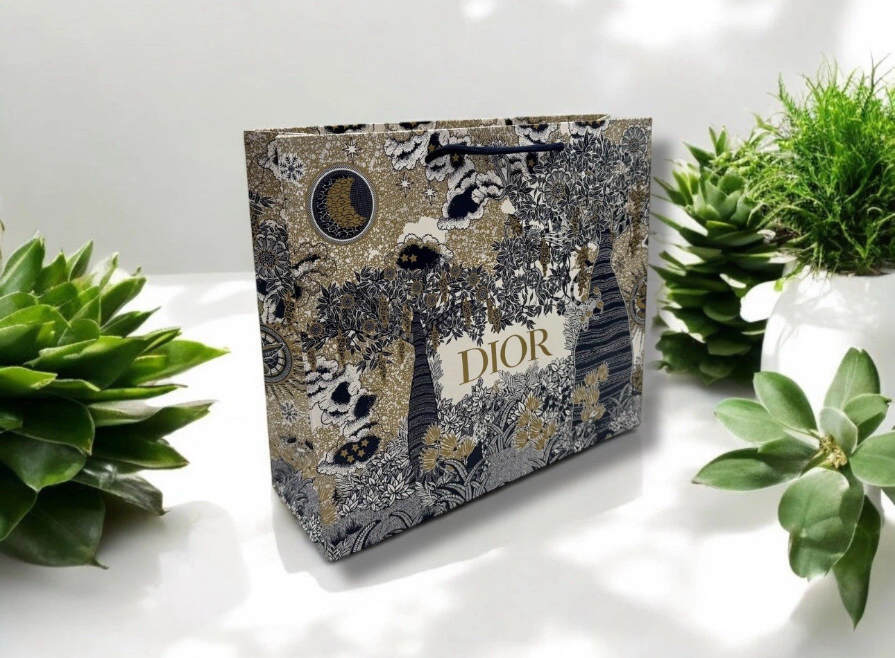 New Christian Dior CD Luxury Print large Shopping Gift Bag 17” x 12.125” x 5” gallery