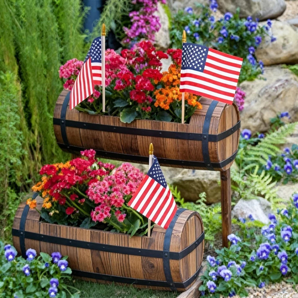 12 Pack Small American Flags - 4x6 Inch Mini USA Hand Held Stick Flag with Sa... gallery