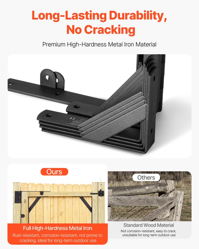 Gate Corner Brace Bracket 2 Sets Anti Sag Gate Frame Hardware Kit Iron Black gallery