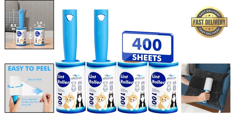 Ultimate 400 Sheet Lint Roller Set - Perfect Pet Hair Remover for Home & Travel gallery