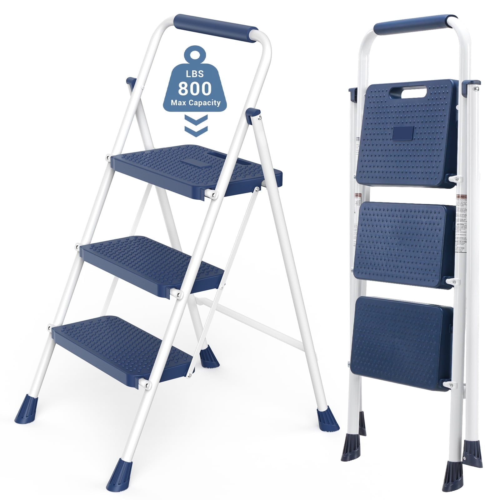 CONCETTA 3 Step Ladder, Folding Step Stool Anti-Slip Pedal, Light 800lbs Blue gallery