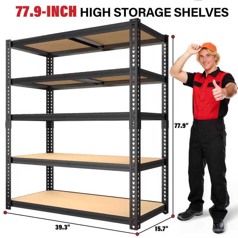 SAMRELAX 5-Tier Garage Rack Light Duty Storage Shelves 78"x39"x16" Metal Shelf gallery