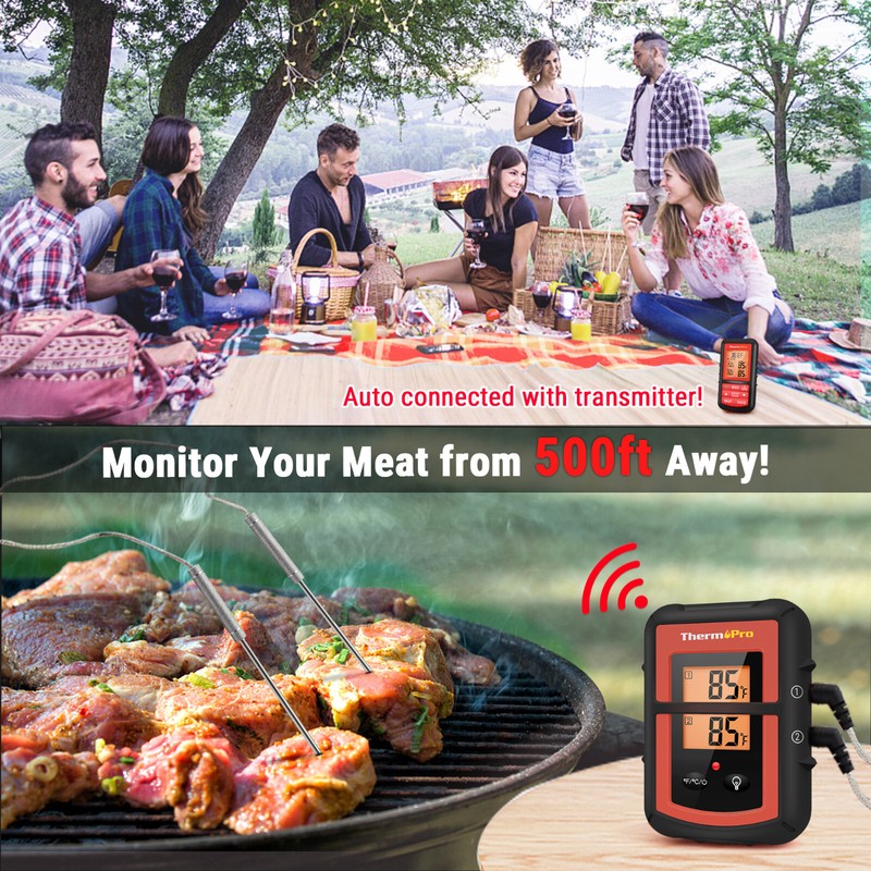 ThermoPro TP20BW 500FT Wireless Remote Meat Thermometer Cooking with Dual Probes gallery