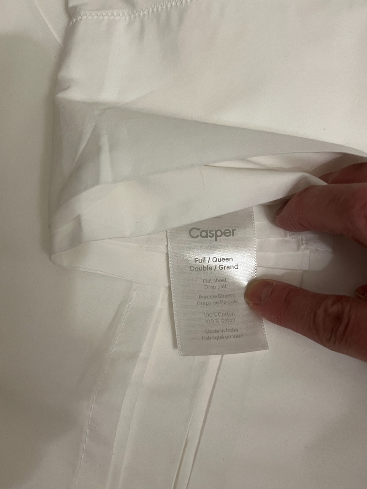 NWOT Casper 100% Cotton Percale Full Queen Flat Sheet White NEW gallery