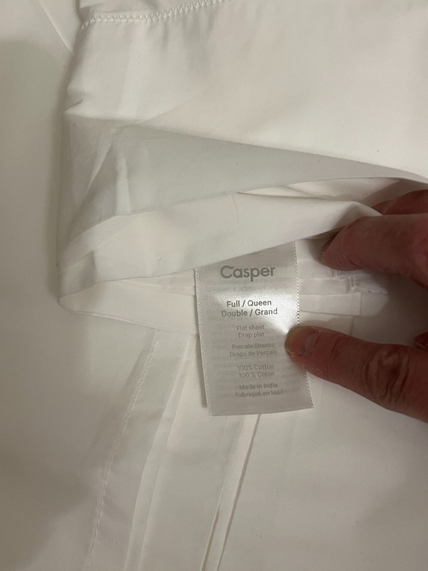 NWOT Casper 100% Cotton Percale Full Queen Flat Sheet White NEW gallery