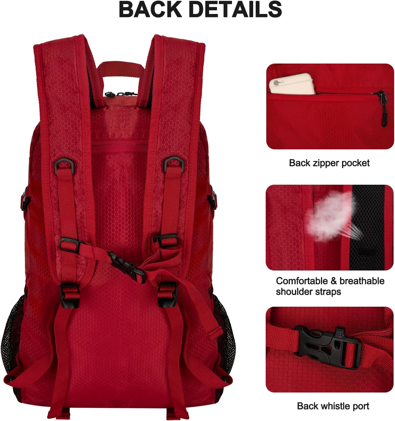 45L Hiking Backpack Lightweight Foldable, Waterproof Camping Backpack with Rain 4