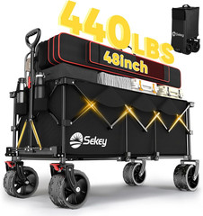 Sekey 48”L Collapsible Foldable Extended Wagon with 440Lbs Weight Capacity, Hea