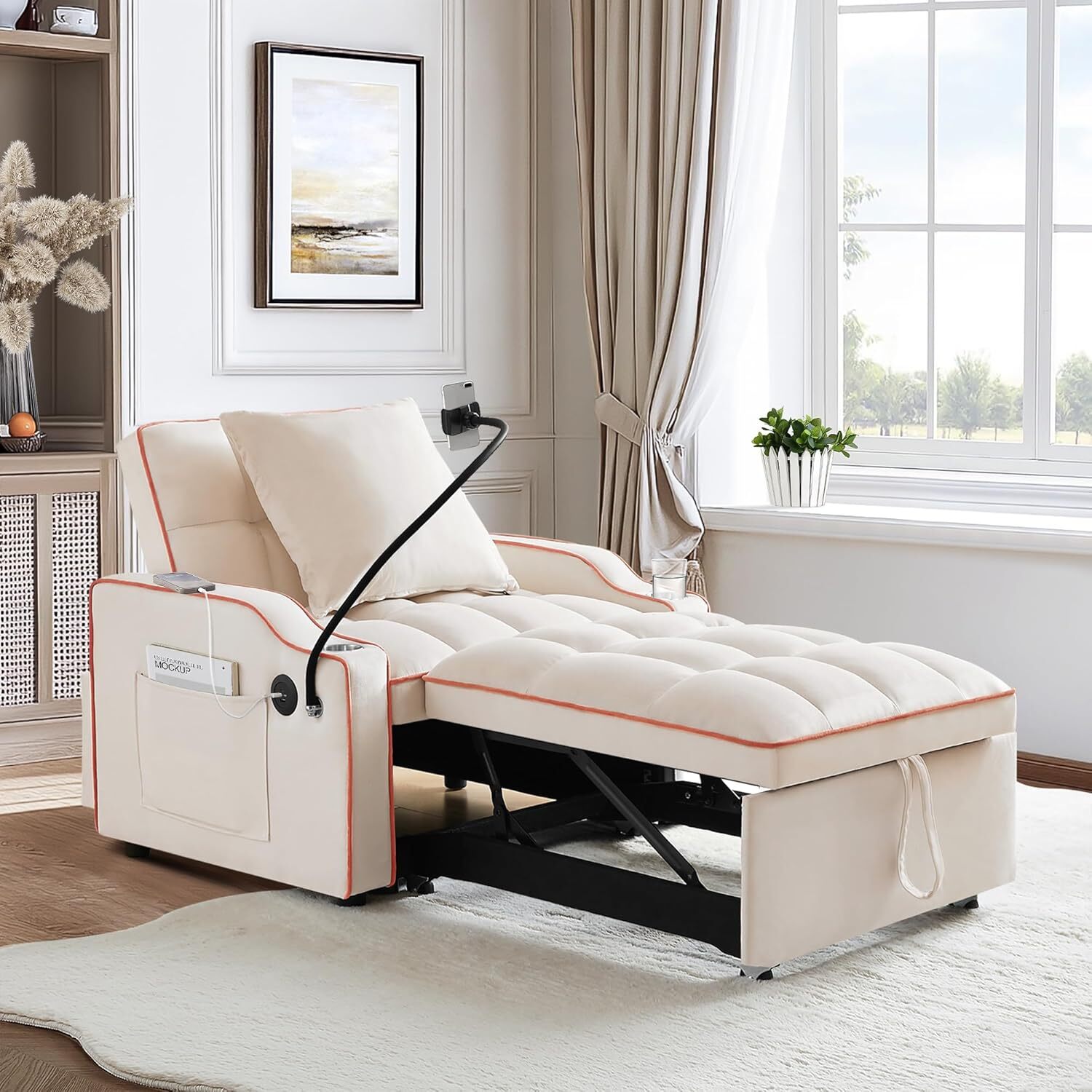 3-in-1 Convertible Futon Sofa Bed Chair Sleeper Chair Bed with Pull Out Bed gallery