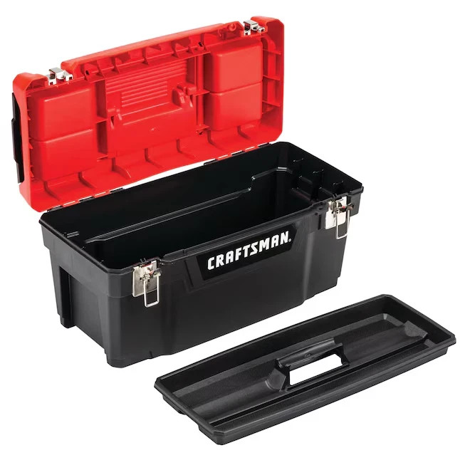 Craftsman 20 In Red Plastic Lockable Tool Box Portable Storage Organizer Tray gallery