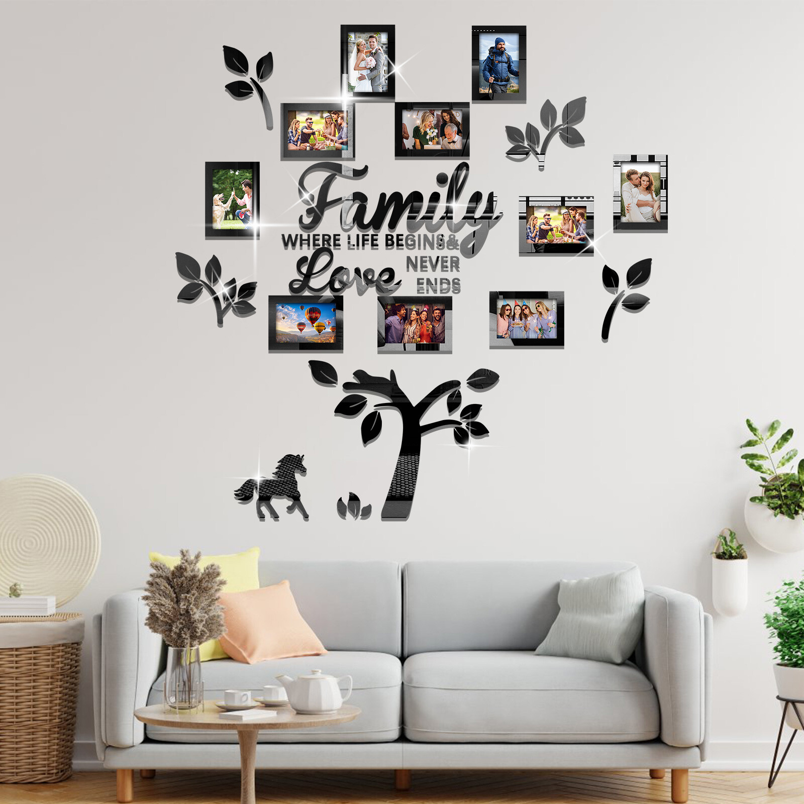 Family Tree Wall Decor Picture Frame Collage Removable 3D DIY Acrylic gallery