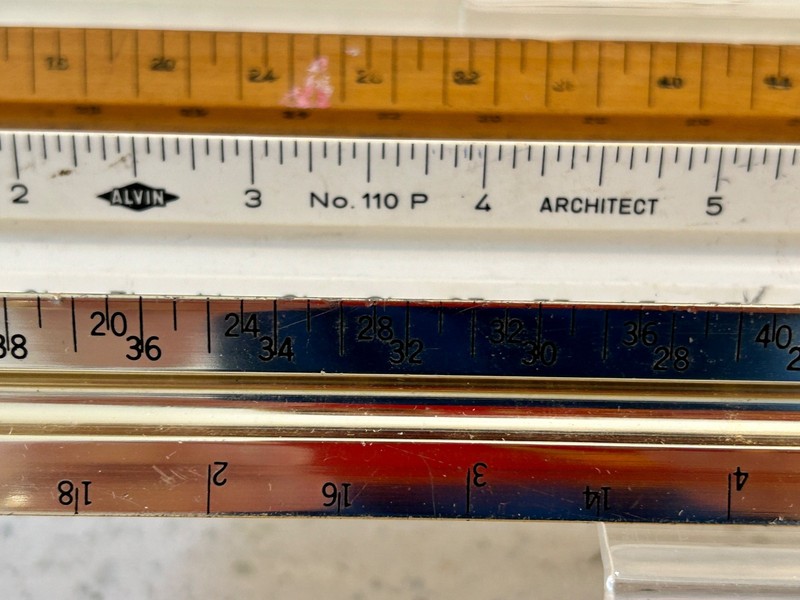 12 Triangular Scale Architect Engineers Ruler Lot Wood, Metal, Plastic -Keuffel gallery