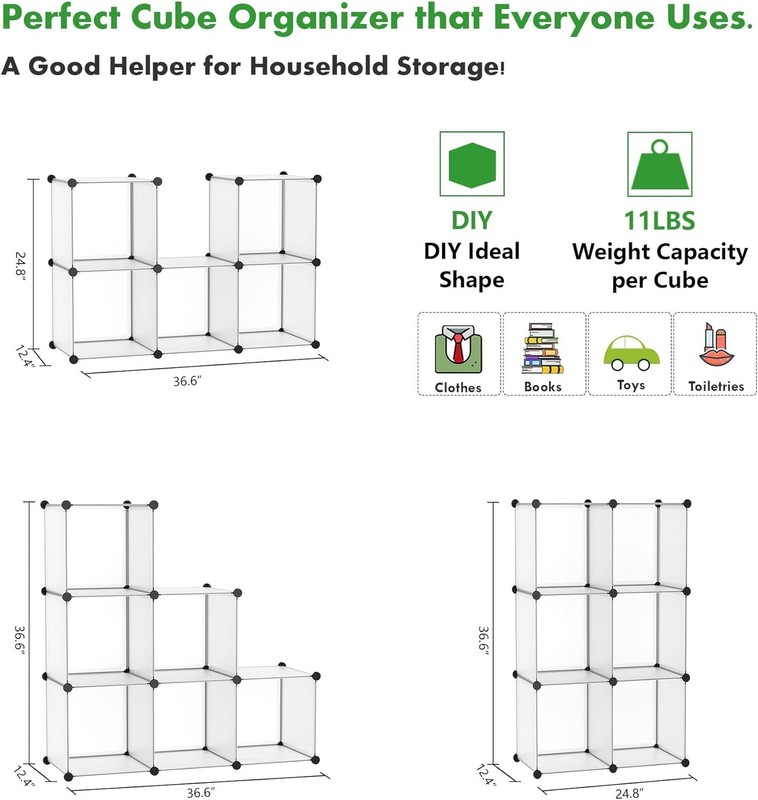 Cube Storage Organizer 6-Cube Shelves Units Closet Cabinet DIY Plastic Modular gallery