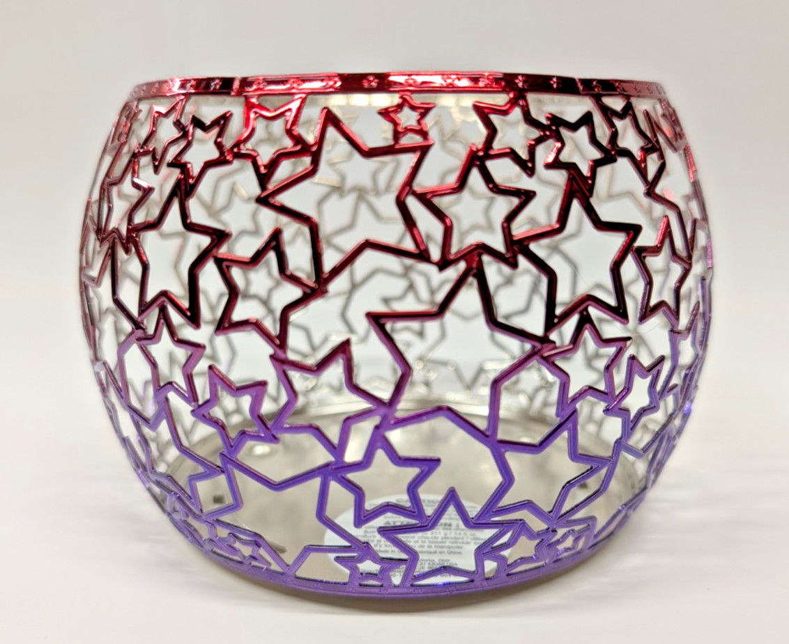 Pls Read New! Bath Body Works RED & BLUE* OMBRE STARS 3-wick Candle Holder Stand gallery