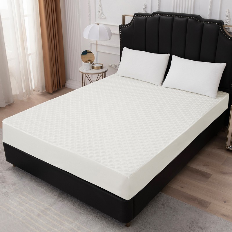 Quilted Bed Fitted Sheet Diamond Waterproof Mattress Cover Soft & Breathable gallery