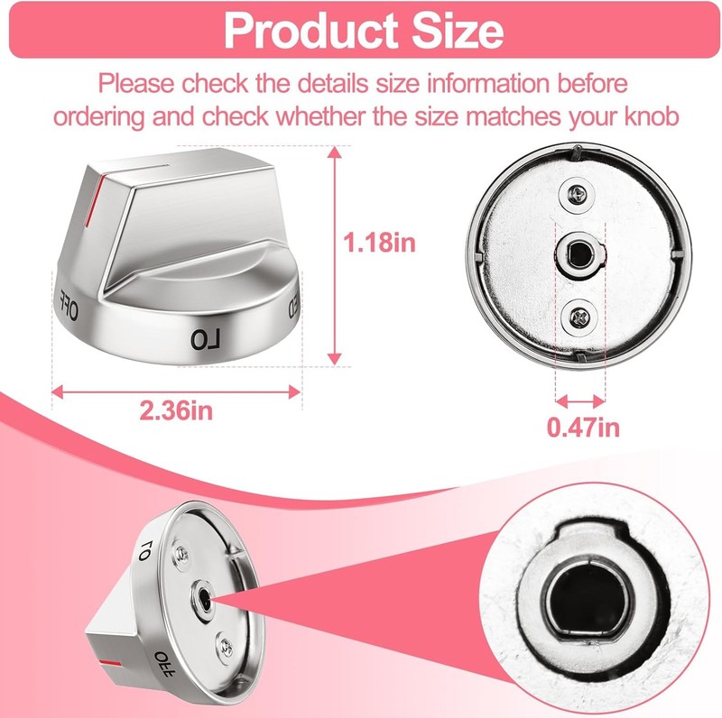 5PCS DG94-04167 Gas Stove Knobs Fit Samsung Oven Range Stainless Steel StoveKnob gallery