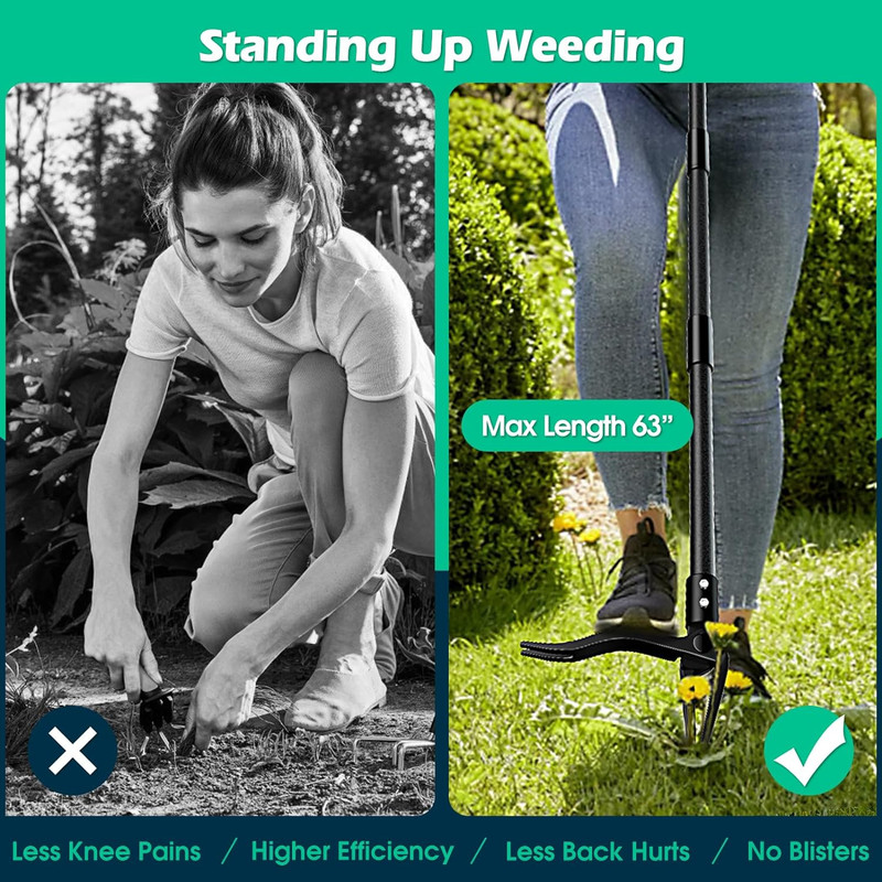 Weed Puller with Long Handle- 63Inch - Adjustable Stand up Weed Puller Tool, Hea gallery