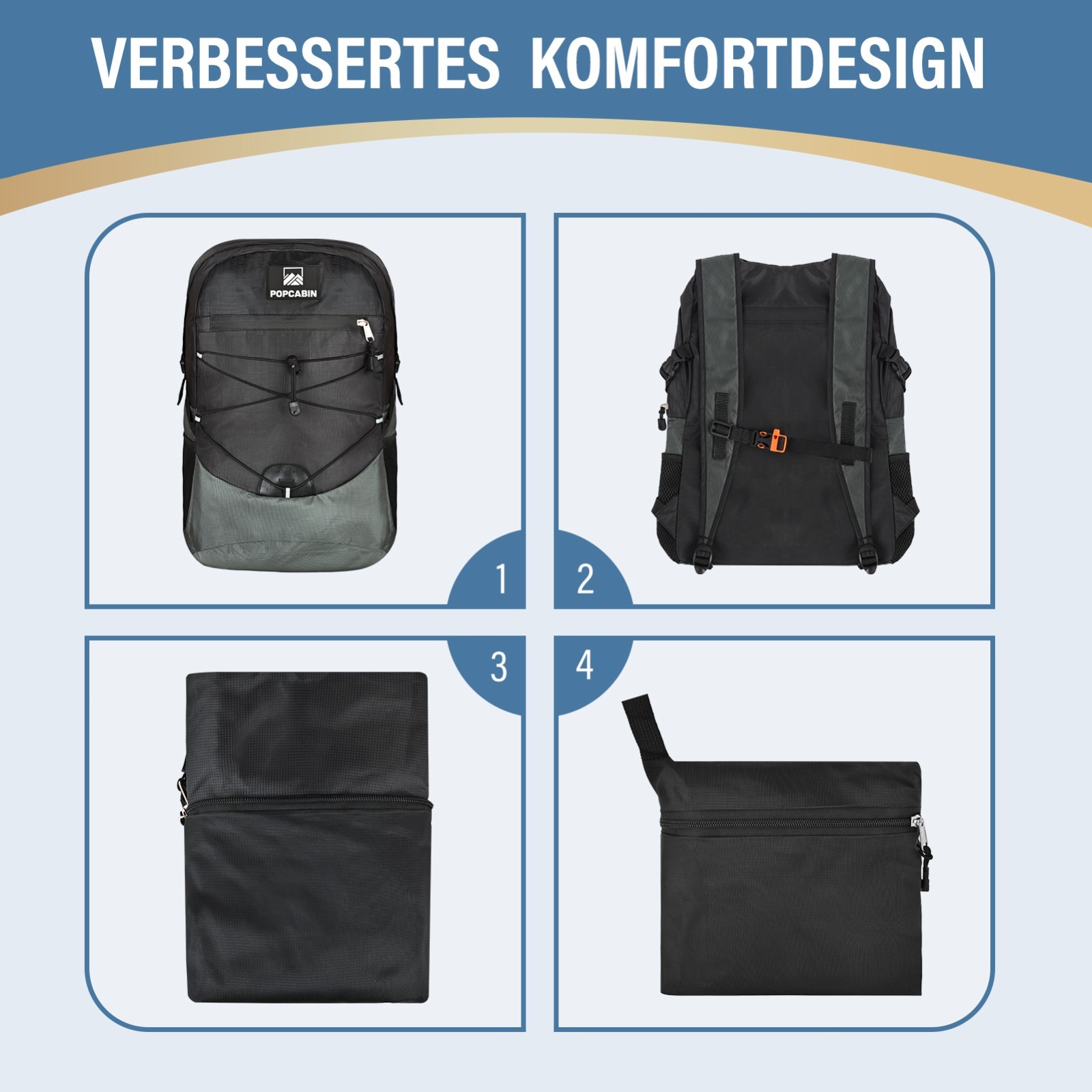 Lightweight Packable Backpack Foldable Waterproof Bag 35L Storage Black 2-Pack 5