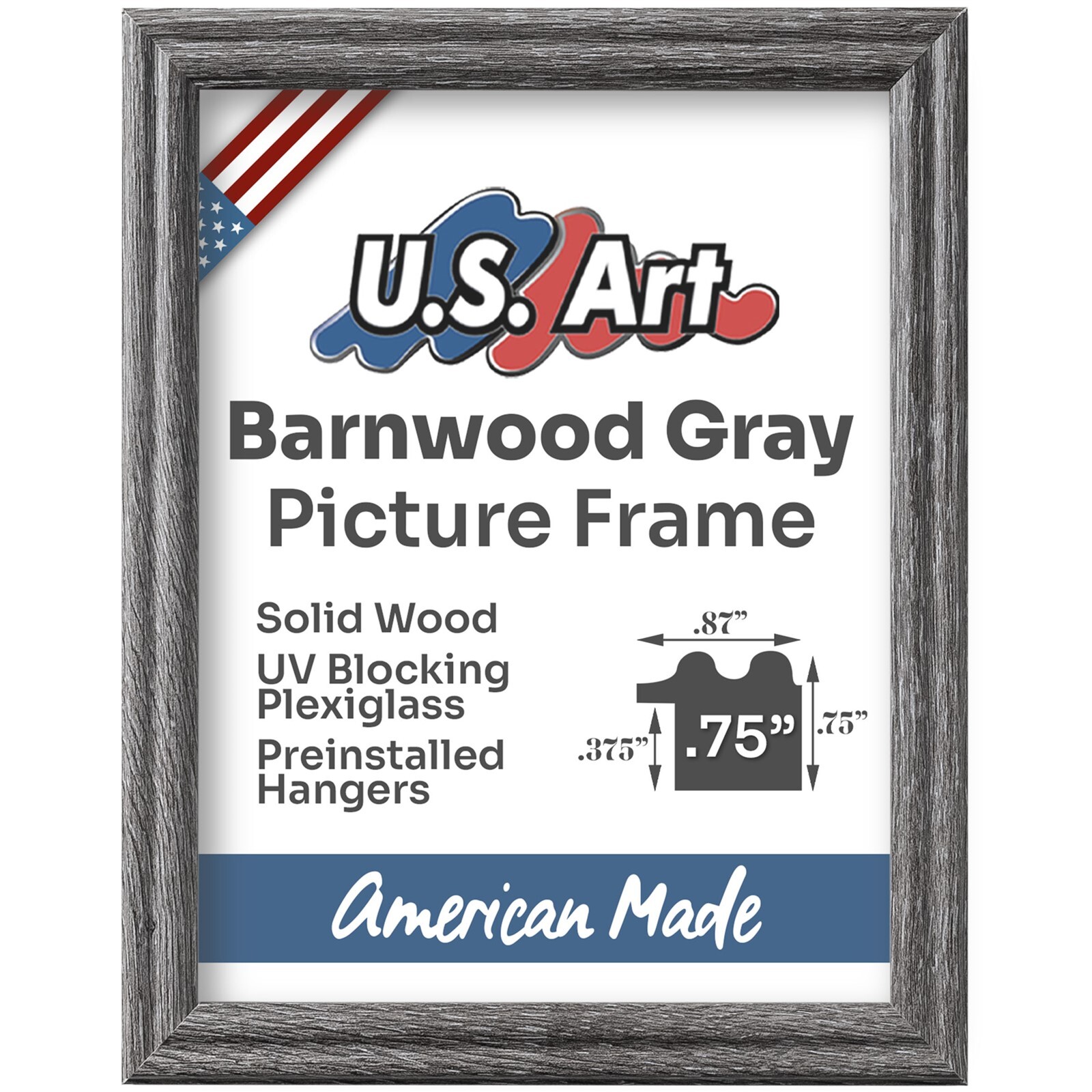 US ART Frames .75" Rustic Barnwood Grey Solid Wood Picture Poster Frames S-A gallery