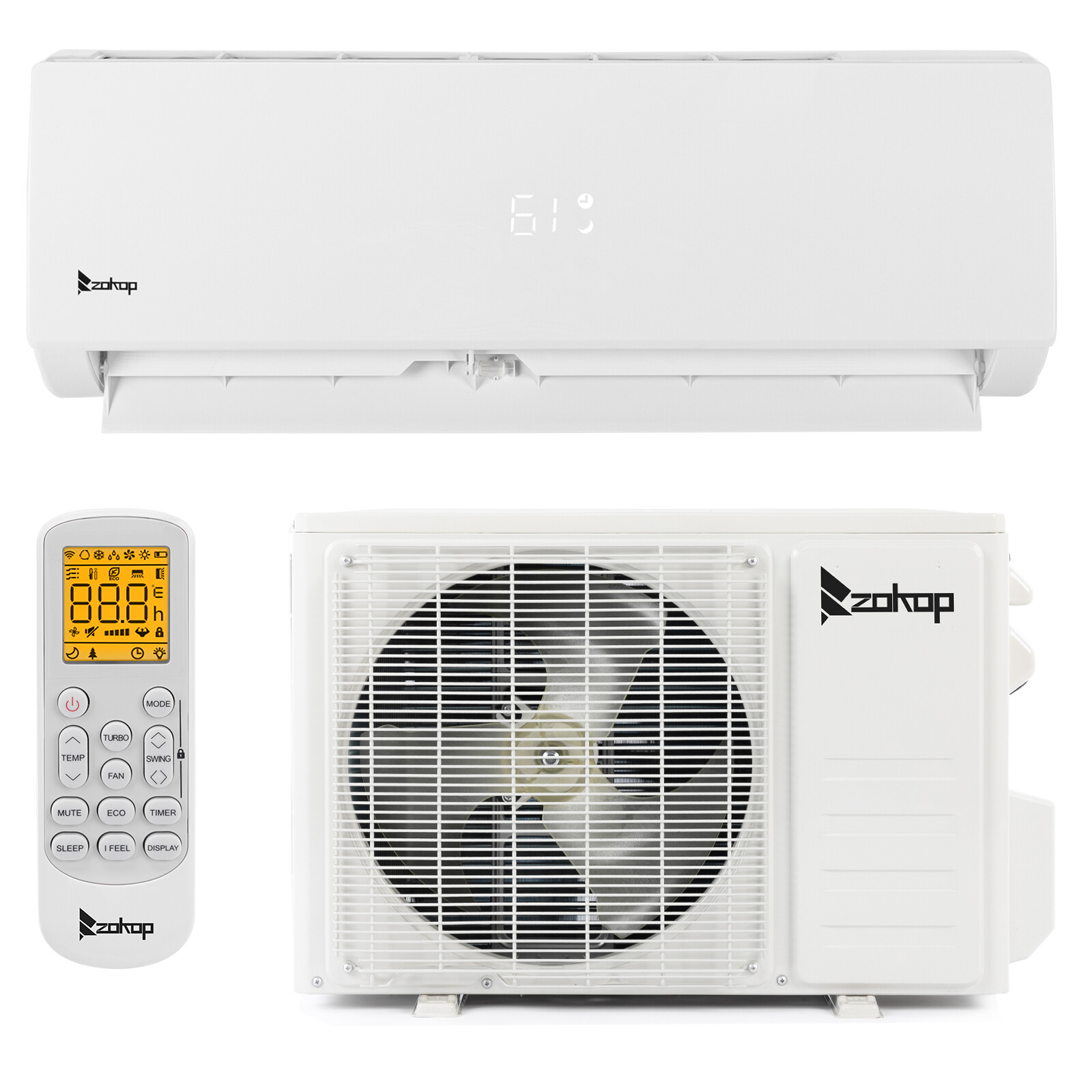ZOKOP 9000 BTU Air Conditioner Mini Split 19 SEER AC Heat Cooling Home Systems gallery