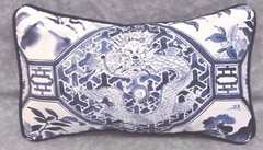Pillow made w Ralph Lauren Palm Harbor Octagonal Navy Blue & White Fabric 12 x 7