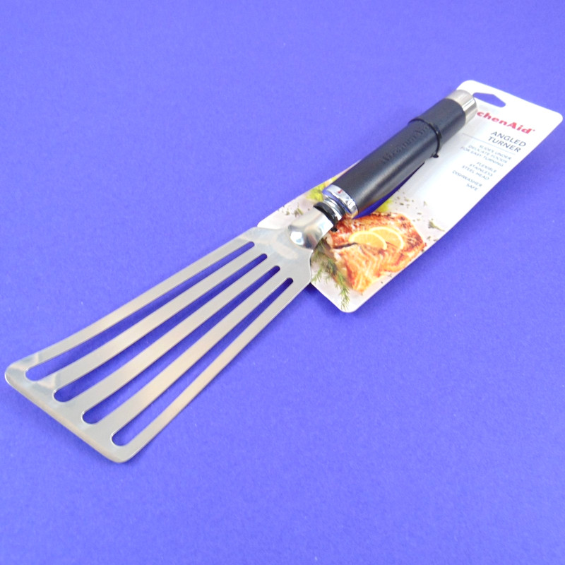 KitchenAid Angled Turner Thin Spatula Stainless Steel Slotted Black Handle New gallery