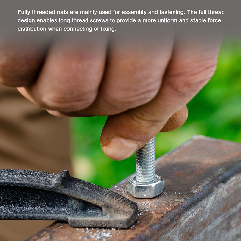 5/16"-18 UNC Fully Threaded Rod, 2Pcs 304 Stainless Steel 7.9" Screw with Washer gallery