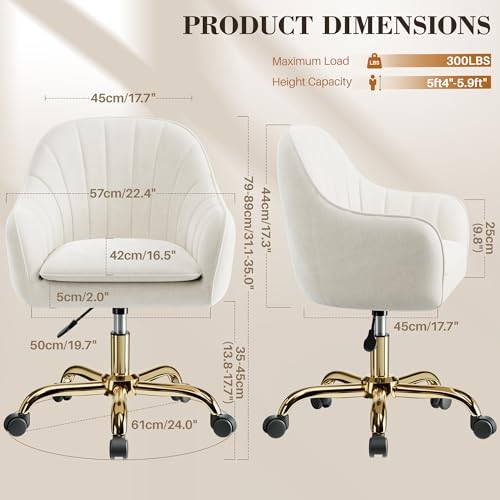 BESTERA VANITY CHAIR WITH WHEELS COMFY HOME OFFICE DESK CHAIRS - BEIGE gallery