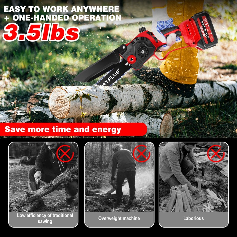 8 inch 21V Mini Chainsaw/Cordless Lightweight One-hand Electric 2Saw Battery gallery