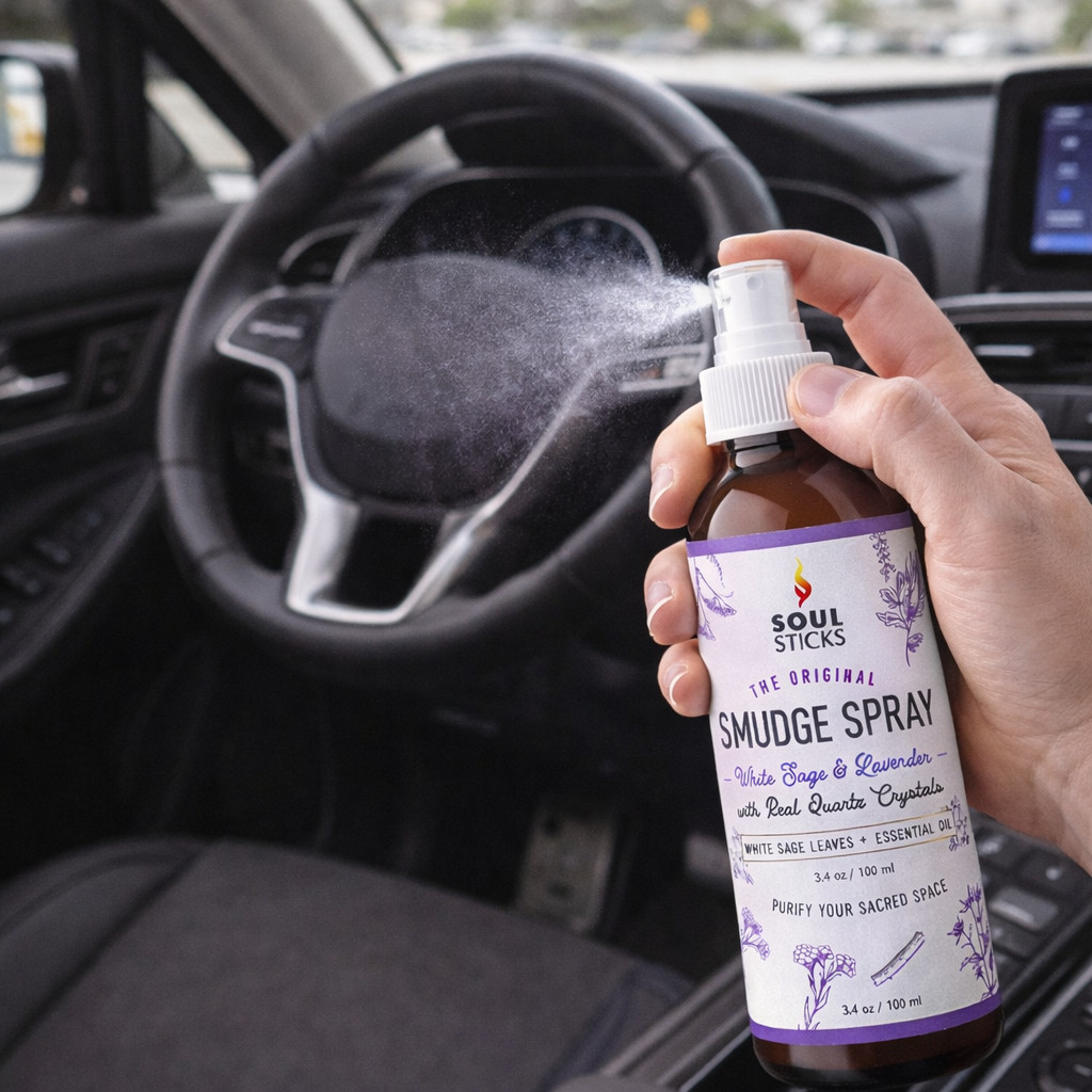 Smudge Spray for Energy Clearing | White Sage & Lavender | Quartz Crystal Inside gallery