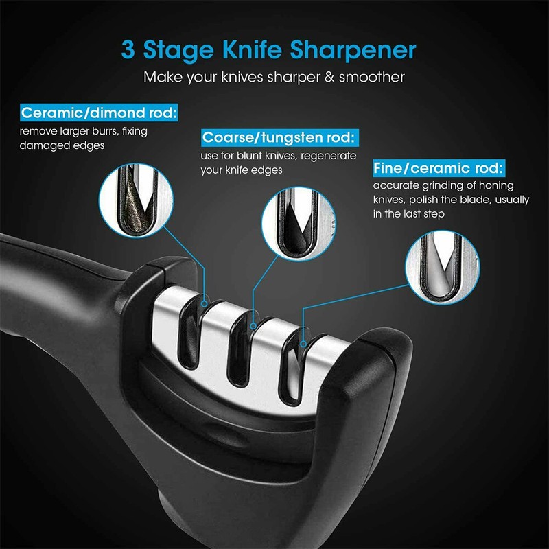 3 Stage Knife Sharpener Professional Ceramic Tungsten Kitchen Sharpening System gallery