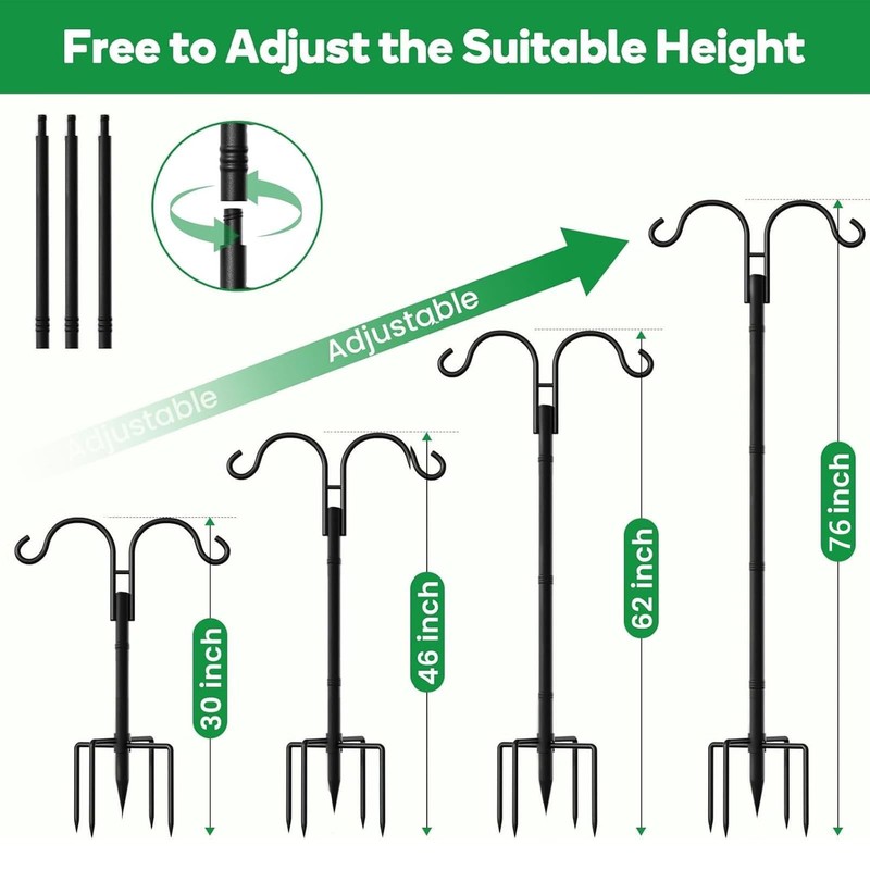 Double Shepherds Hooks for Outdoor 76”2 Pack Adjustable Shepard for Garden Hu... gallery